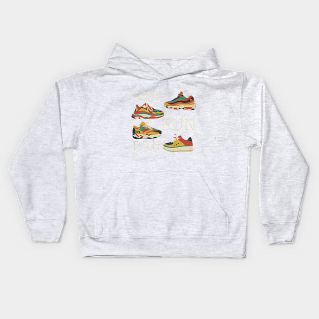 Sneakers run print 2 Kids Hoodie by lusam